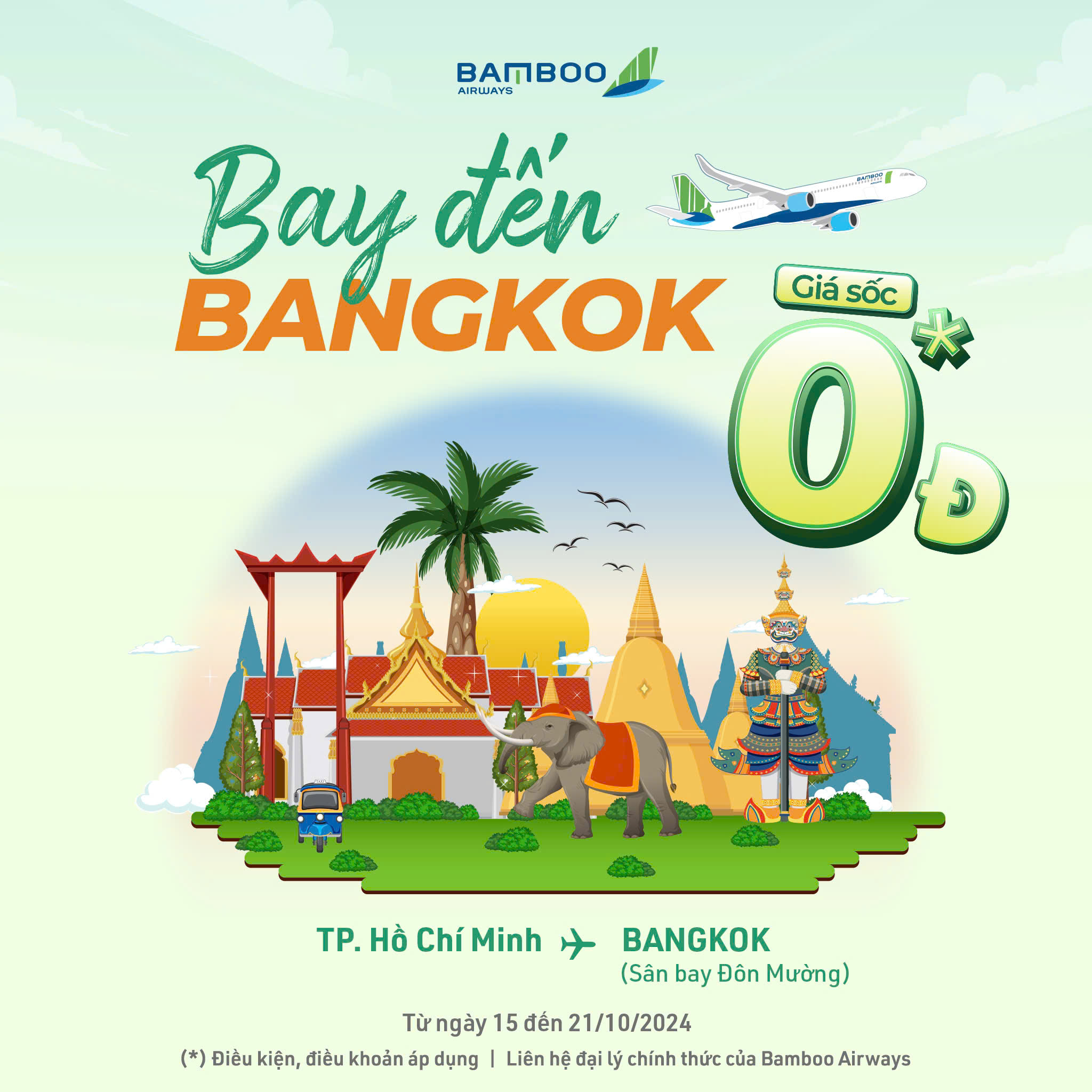 ✈️ BAY ĐẾN BANGKOK, GIÁ SỐC 0Đ BAMBOOAIRRWAYS